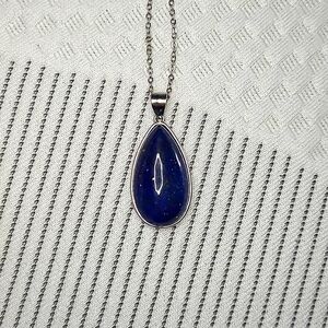 Lapis Lazuli almond drop pendant and chain